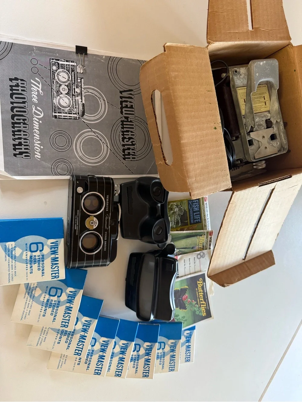 View-Master Personal Stereo Camera Complete Set w/ Film Cutter, Mounts & Manuals